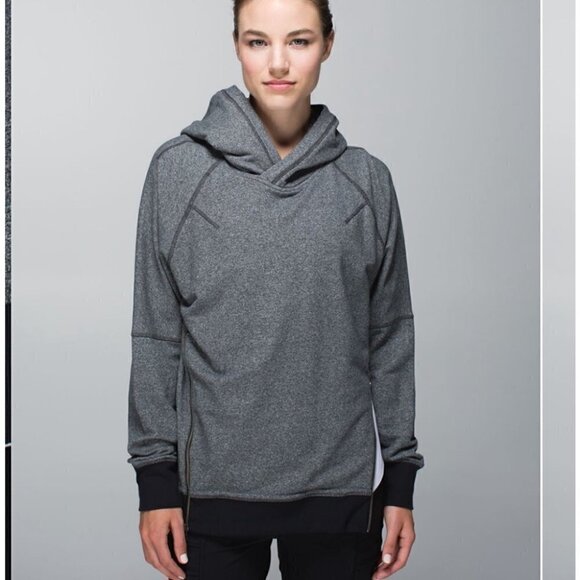 lululemon Om & Roam Pullover Heathered Speckled Black / Black sz 6 workout - Picture 2 of 11